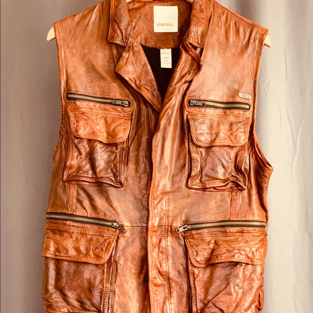 Diesel Blood Orange Leather Vest